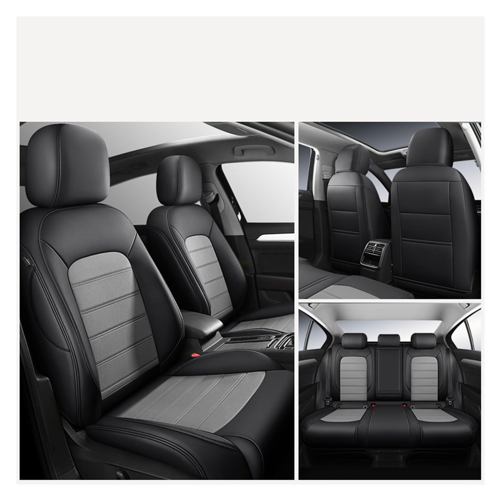 Feoosvx Auto-Sitzbezüge Für A4 B8 A3 8p Tt Mk2 A5 Für Sportback Q3 A6 C8 Q7 4l Q5 Q2 A1 Custom Leder Innen Auto Sitzbezüge Auto-Schonbezug(5Pcs-Black Gray) von Feoosvx