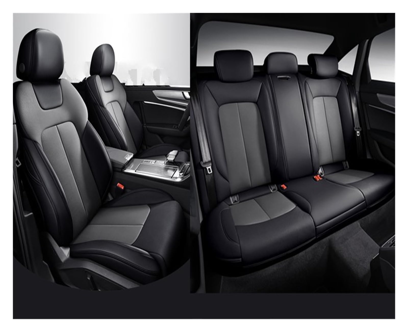 Feoosvx Auto-Sitzbezüge Für A4 B8 B9 Für Avant A5 Für Sportback Tt Mk2 Q3 A3 8p 8l A6 C5 C6 A1 Q5 q7 Autositzbezüge Auto-Schonbezug(Black Gray) von Feoosvx