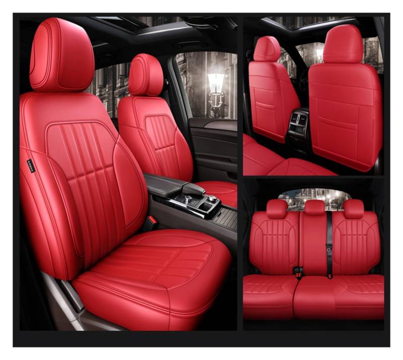 Feoosvx Auto-Sitzbezüge Für Benz W204 W205 W211 W203 W246 Autozubehör Sitzbezug Für 5 Sitze Komplettset Lederspezifisch Auto-Schonbezug(Red) von Feoosvx