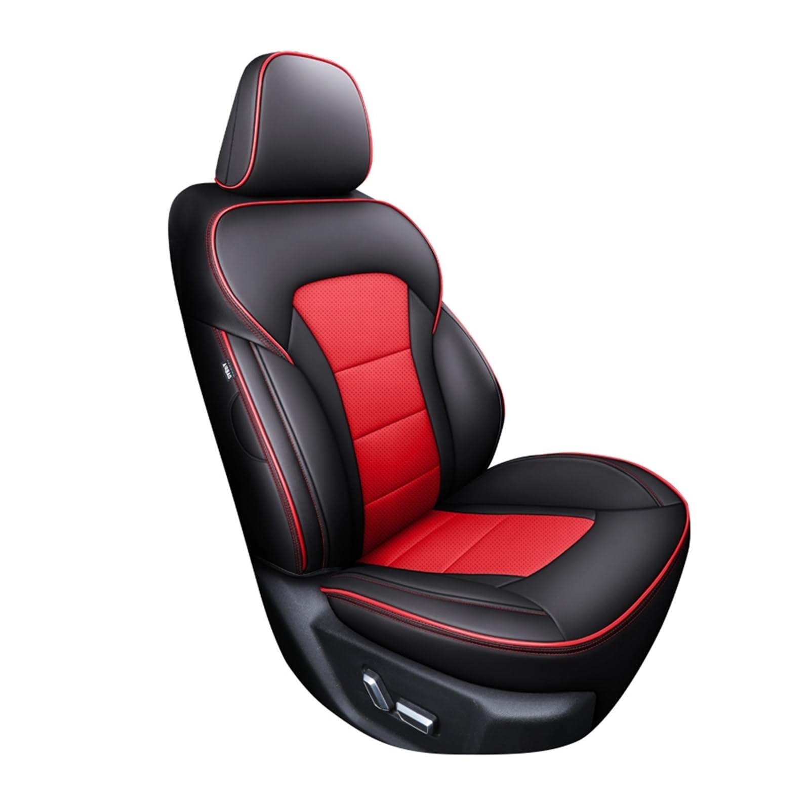 Feoosvx Auto-Sitzbezüge Für Chery Für Arrizo Für Tiggo 4 7 8 Pro 3X Max Auto Sitz Abdeckung Leder Frau Anti-Slip Auto Innen Zubehör Auto-Schonbezug(1Pc-Black Red) von Feoosvx