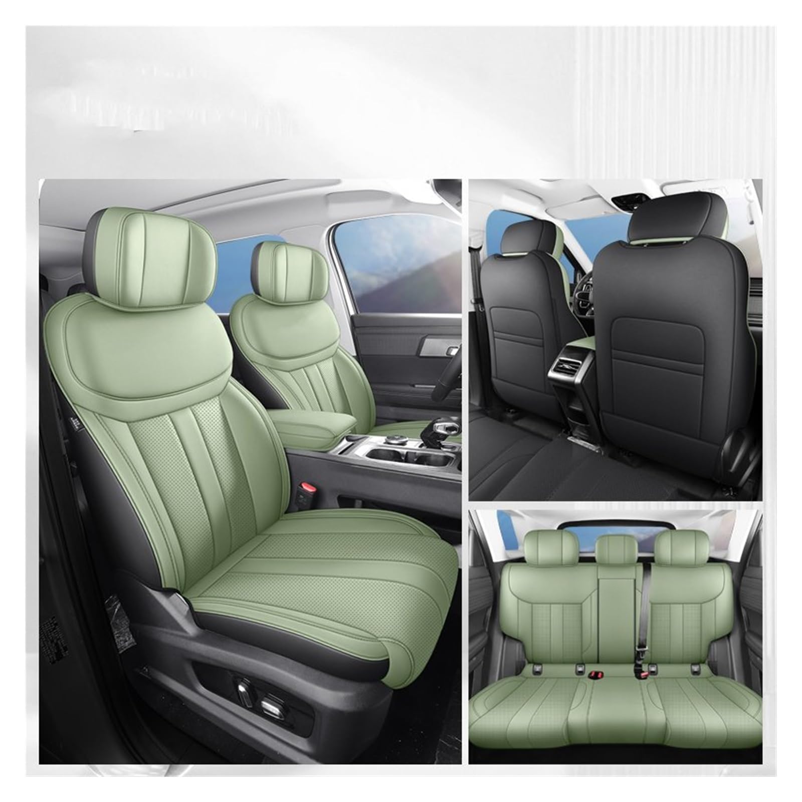 Feoosvx Auto-Sitzbezüge Für Chery Für Explore 06 Für Jaecoo J7 Mit Vorne Und Hinten Full Set Auto Zubehör Sitzbezüge Leder Auto-Schonbezug(Green) von Feoosvx