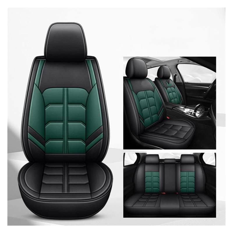 Feoosvx Auto-Sitzbezüge Für Chery Für Tiggo 2 7 8 Pro 4 Auto Sitzbezug Universal Full Set Leder Auto Innen Zubehör Auto-Schonbezug(Black-Green) von Feoosvx