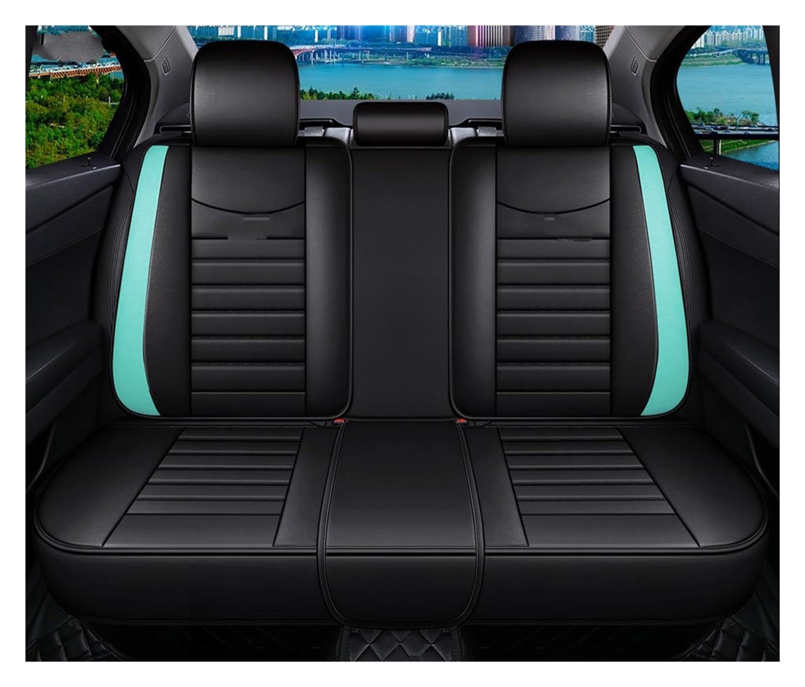 Feoosvx Auto-Sitzbezüge Für Chery Für Tiggo 8 7 Pro Zubehör Schwarz Leder Autositzbezüge Auto-Schonbezug(Rear Seats D) von Feoosvx