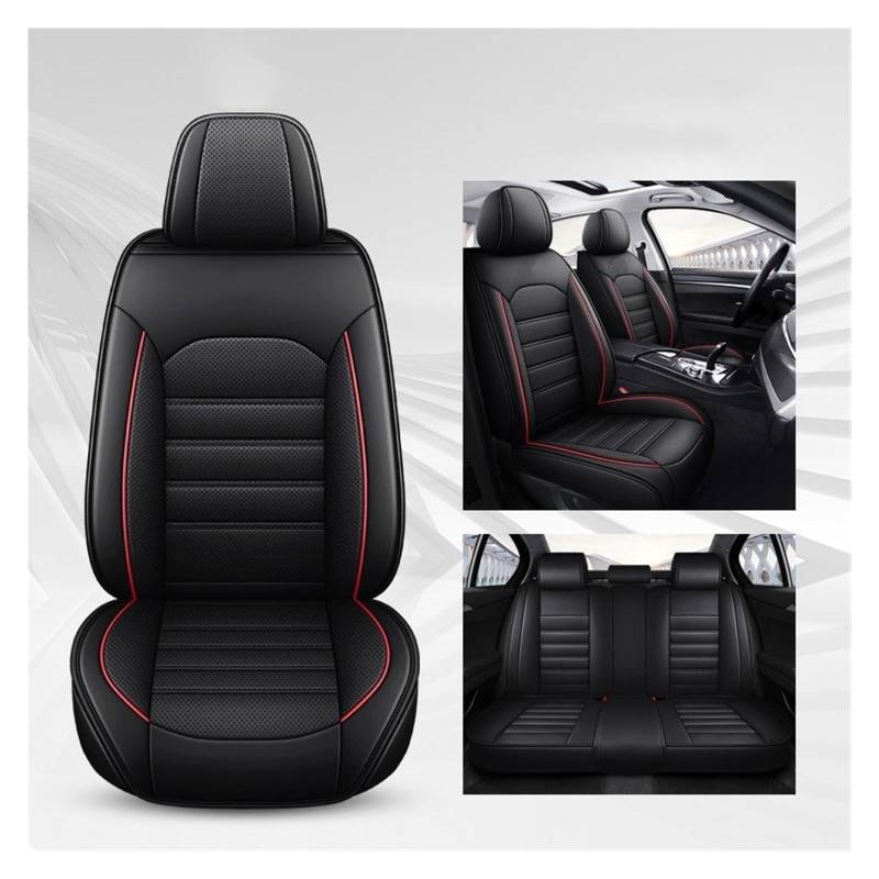 Feoosvx Auto-Sitzbezüge Für Citroen C5 C2 C3-XR C3 C4 C6 C8 DS3 DS5 Komplettset Atmungsaktive Leder Universal Autositzbezüge Auto-Schonbezug(Black red) von Feoosvx