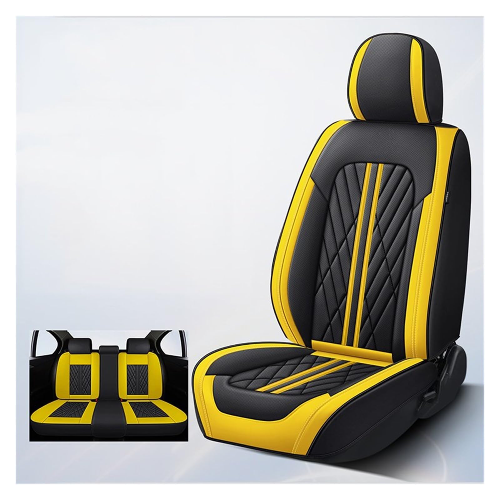 Feoosvx Auto-Sitzbezüge Für FIAT Für Panda Für Clio 2 Universal Leder Auto Sitz Abdeckung Vollen Satz Auto Zubehör Innen Frauen Auto-Schonbezug(5 PCS A) von Feoosvx