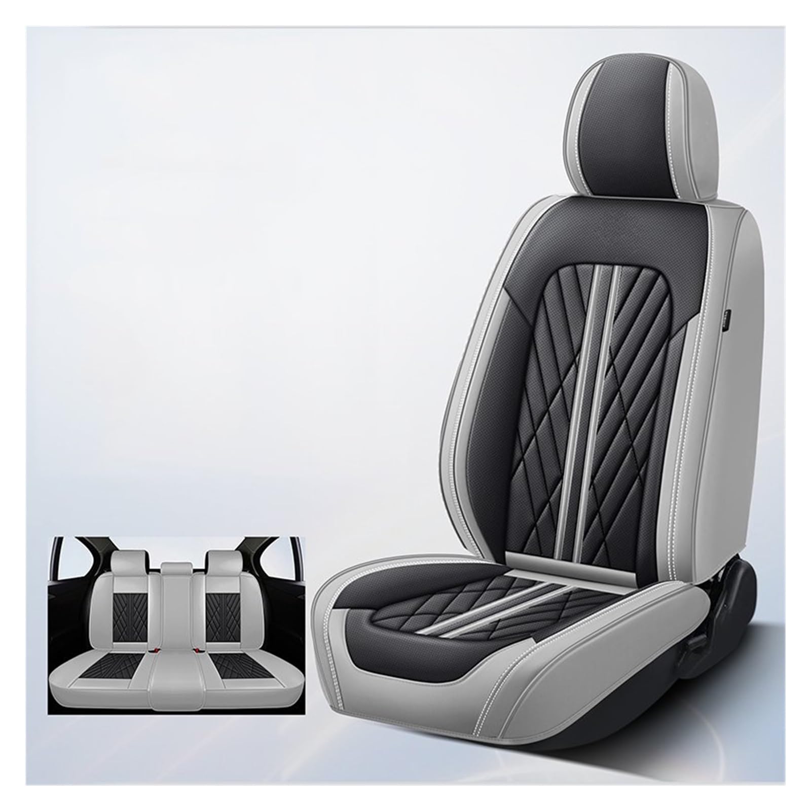 Feoosvx Auto-Sitzbezüge Für FIAT Für Panda Für Clio 2 Universal Leder Auto Sitz Abdeckung Vollen Satz Auto Zubehör Innen Frauen Auto-Schonbezug(5 PCS I) von Feoosvx