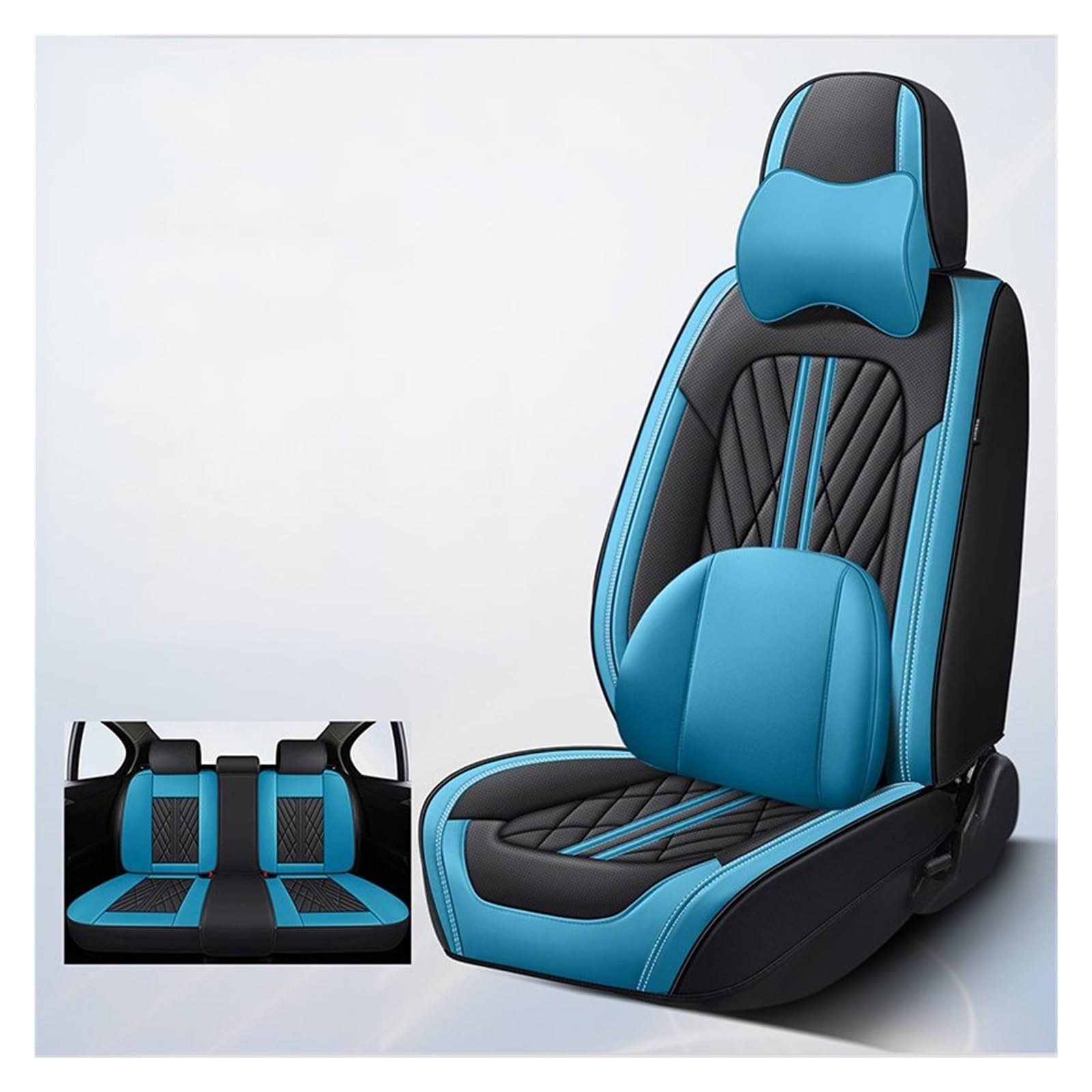 Feoosvx Auto-Sitzbezüge Für FIAT Für Panda Für Clio 2 Universal Leder Auto Sitz Abdeckung Vollen Satz Auto Zubehör Innen Frauen Auto-Schonbezug(9 PCS B) von Feoosvx