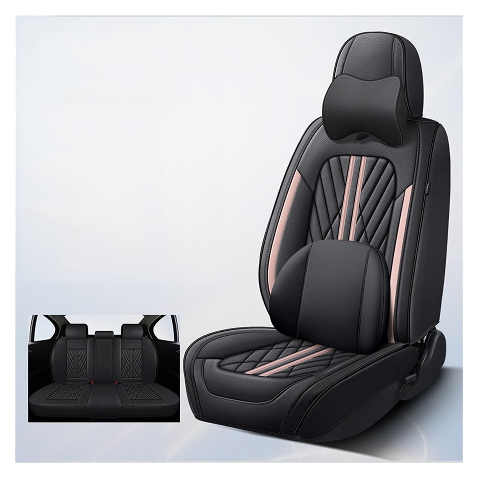 Feoosvx Auto-Sitzbezüge Für FIAT Für Panda Für Clio 2 Universal Leder Auto Sitz Abdeckung Vollen Satz Auto Zubehör Innen Frauen Auto-Schonbezug(9 PCS N) von Feoosvx