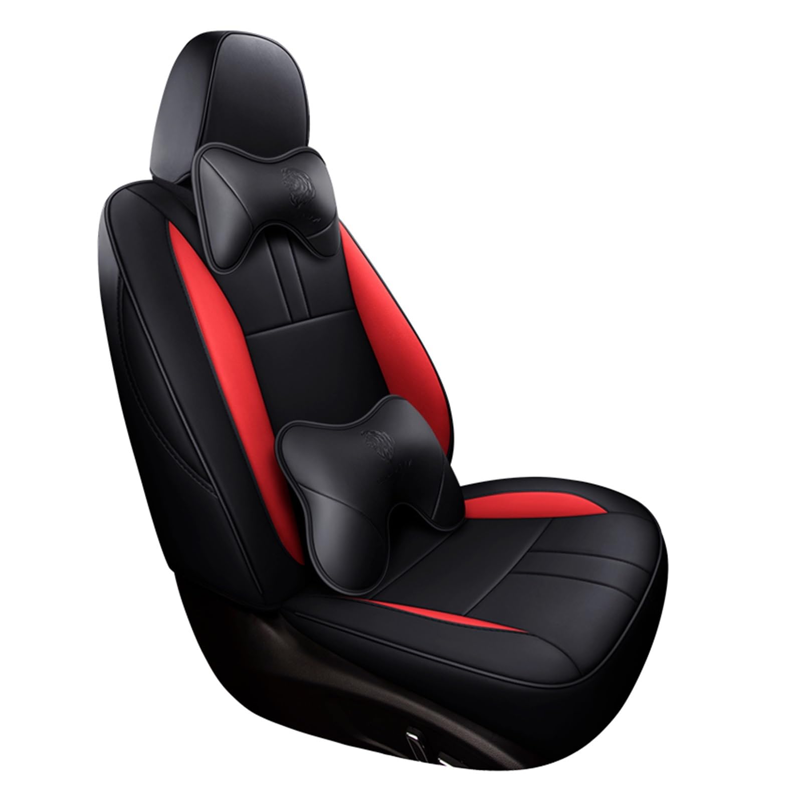 Feoosvx Auto-Sitzbezüge Für GAC Für GS8 Leder Kissen 5 7 Sitze Vorne Und Hinten Komplettes Set Künstliche Leder Auto Sitz Abdeckung Auto-Schonbezug(Luxury Black red,5 Seats) von Feoosvx