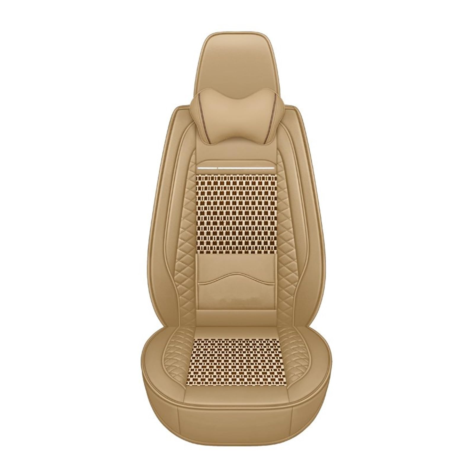 Feoosvx Auto-Sitzbezüge Für Jeep Für Grand Für Cherokee Für Wrangler Für Patriot Für Kompass Für Commander EIS Seide Atmungsaktive Auto Leder Sitzbezug Auto-Schonbezug(Beige Pillow) von Feoosvx