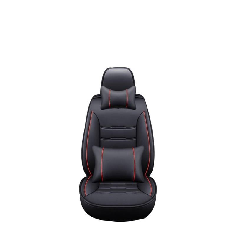 Feoosvx Auto-Sitzbezüge Für Skoda Für Fabia Für Octavia Für Rapid Für Superb Alle Modelle Vollständige Abdeckung Universal Auto Leder Sitzbezug Auto-Schonbezug(Black red Pillow) von Feoosvx