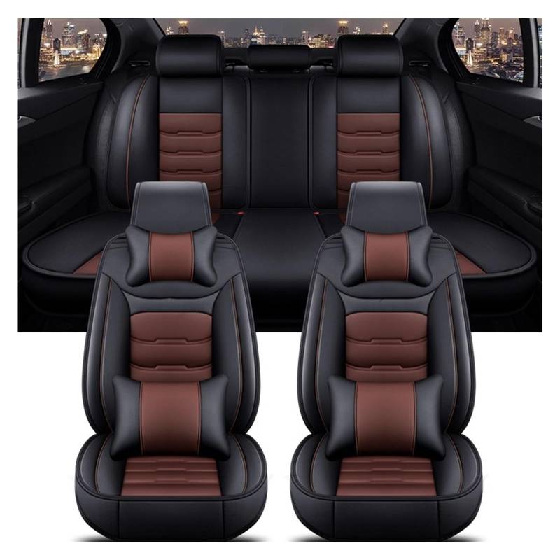 Feoosvx Auto-Sitzbezüge Für Volvo XC60 XC90 XC40 XC70 S60L C30 S80 S90 V50 V60 Alle Automodelle Universeller Autositzbezug Auto-Schonbezug(Black Coffee 5 Seat A) von Feoosvx