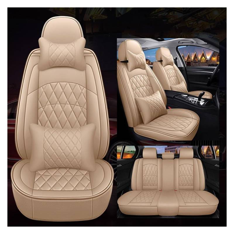 Feoosvx Auto-Sitzbezüge Für W205 C-Klasse W202 W203 W204 A205 C204 C205 S202 S203 Universal-Autositzbezüge Auto-Schonbezug(Beige 5 Seat) von Feoosvx