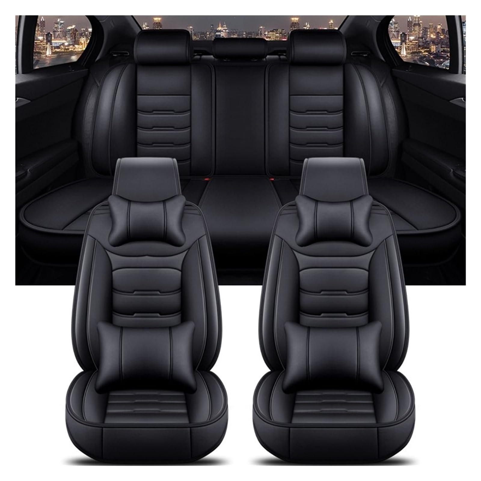 Feoosvx Auto-Sitzbezüge Für X5 E87 X1 X2 X3 X4 X6 X7 M3 M4 M5 Alle Automodelle Universal Autositzbezug Auto-Schonbezug(Black 5 Seat a) von Feoosvx