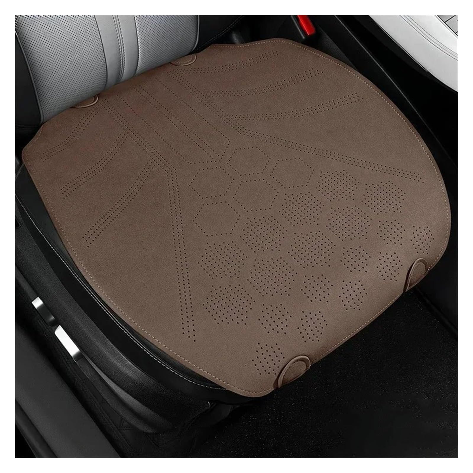 Feoosvx Auto-Sitzbezüge Ganzjahres-Autositzbezug Atmungsaktive Wildleder-Vorder-/Rücksitz-Anti-Rutsch-Schutzkissen Auto-Schonbezug(Brown Front seat) von Feoosvx