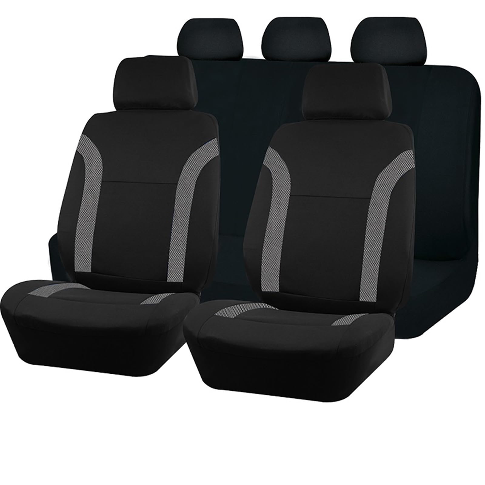 Feoosvx Auto-Sitzbezüge Universelles Polyester-Autositzbezug-Set Passend Für Die Meisten Autos Einfarbiger Stoff Zweifarbig Stilvoller Autozubehör-Sitzschutz Auto-Schonbezug(A Gray 5 seat) von Feoosvx