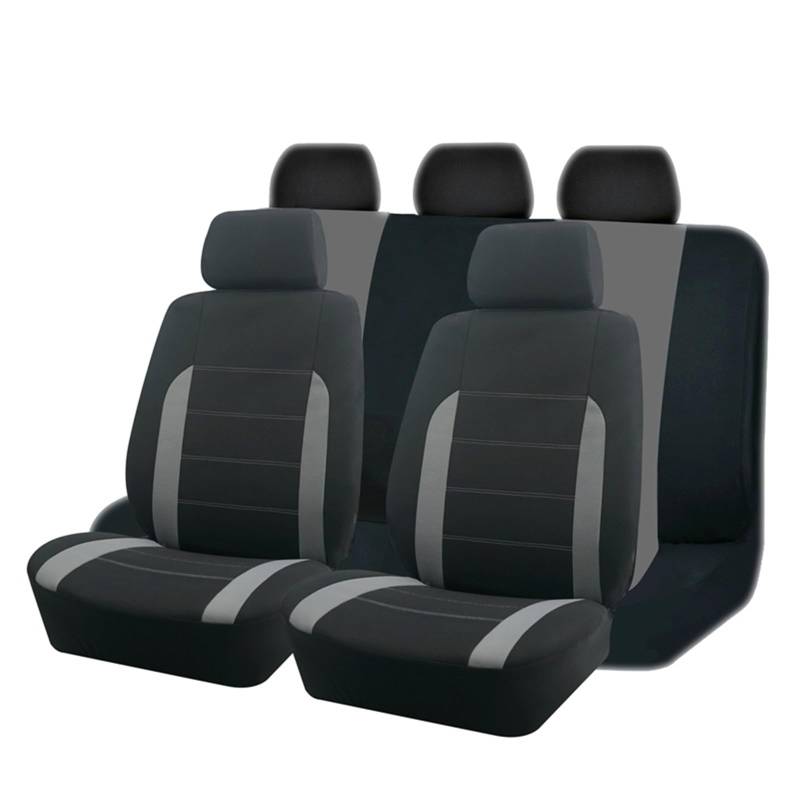 Feoosvx Auto-Sitzbezüge Universelles Polyester-Autositzbezug-Set Passend Für Die Meisten Autos Einfarbiger Stoff Zweifarbig Stilvoller Autozubehör-Sitzschutz Auto-Schonbezug(C Gray 5 seat) von Feoosvx