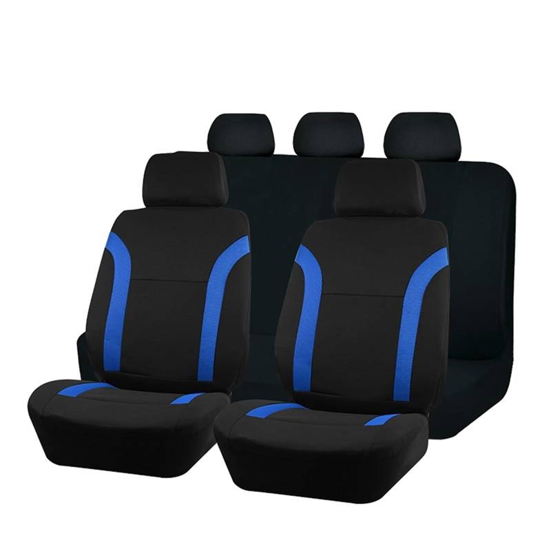 Feoosvx Auto-Sitzbezüge Universelles Polyester-Autositzbezug-Set Passend Für Die Meisten Autos Einfarbiger Stoff Zweifarbig Stilvolles Autozubehör Sitzschutz Auto-Schonbezug(A Blue 5 seat) von Feoosvx