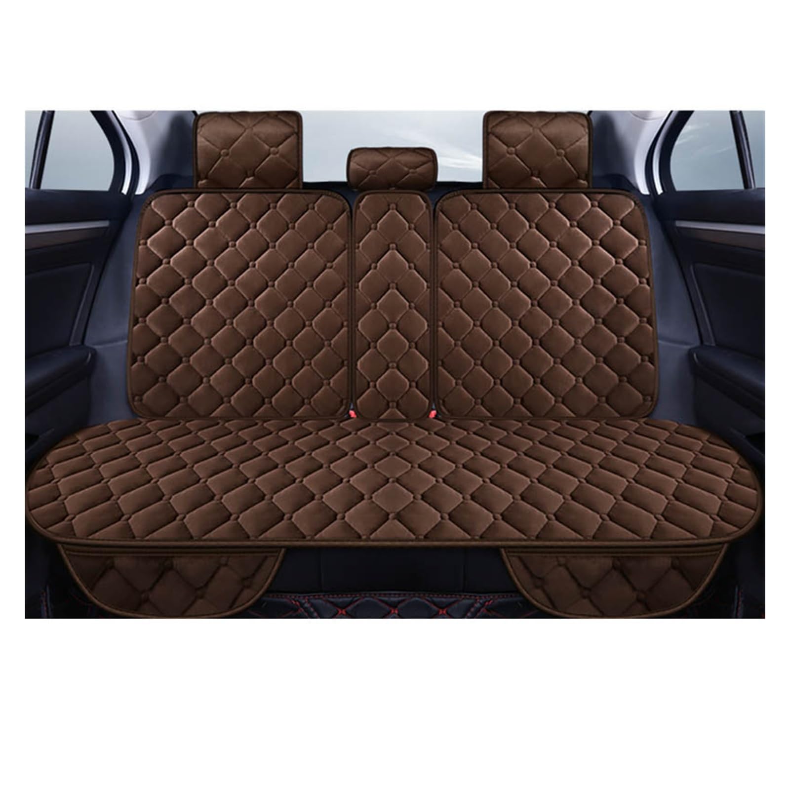 Feoosvx Auto-Sitzbezüge Winter Warme Auto Sitz Abdeckung Plüsch Baumwolle Sitzkissen Anti-Slip Universal Vorne Hinten Sitz Pad Für Fahrzeug Auto-Schonbezug(1 Set Rear Coffee) von Feoosvx