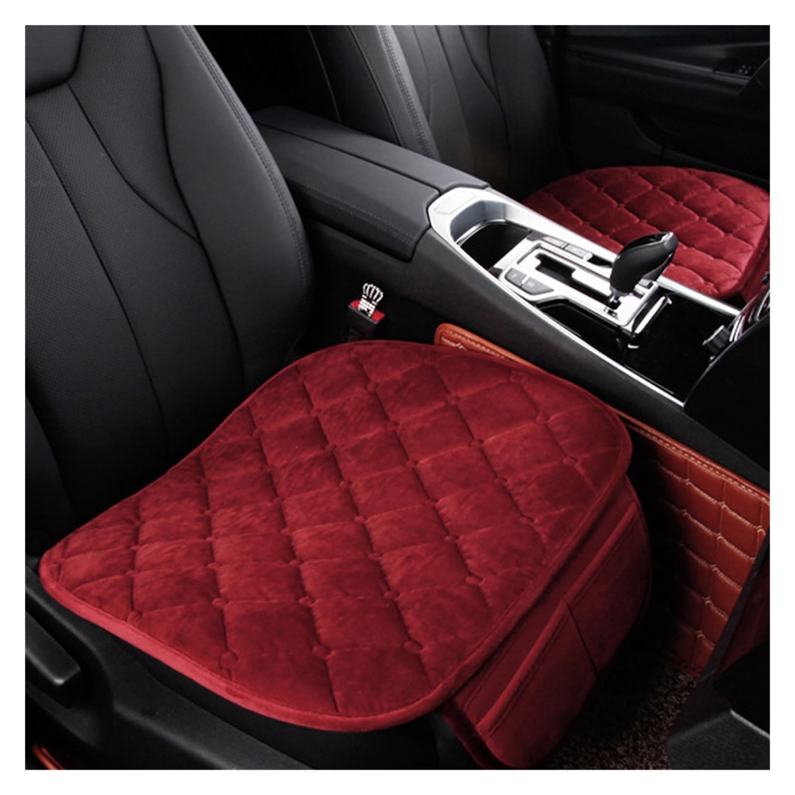 Feoosvx Auto-Sitzbezüge Winter Warme Auto Sitz Abdeckung Plüsch Baumwolle Sitzkissen Anti-Slip Universal Vorne Hinten Sitz Pad Für Fahrzeug Auto-Schonbezug(1 red pad) von Feoosvx