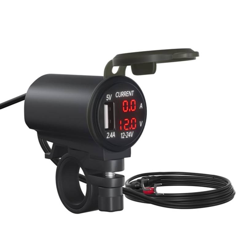 Feriany 12-V-Motorrad-USB-Voltmeter-Schnellladegerät mit Schalter, wasserdichte Handy-Steckdose, Moto-Handystecker B von Feriany