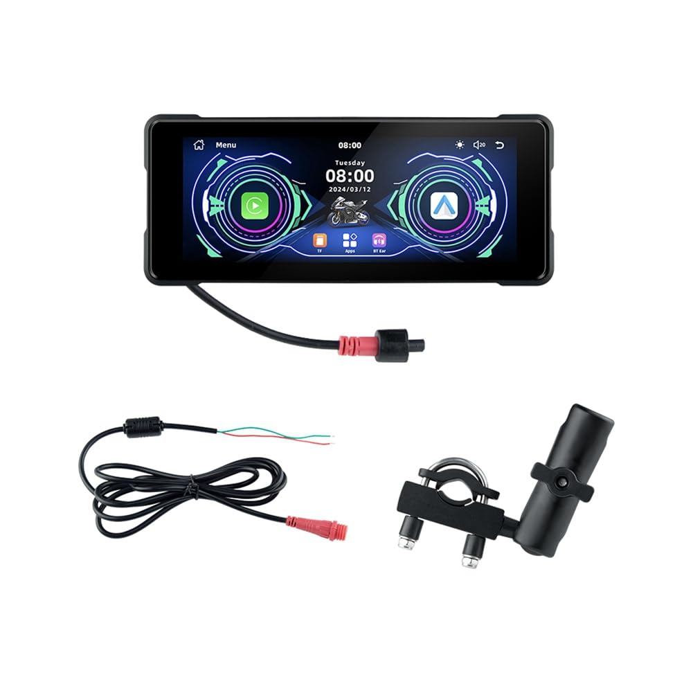 Feriany 7 Motorrad Kabelloses Carplay & Android Auto Front-/Rückkamera Dual Bluetooth DVR GPS Navigation Display Bildschirm B von Feriany