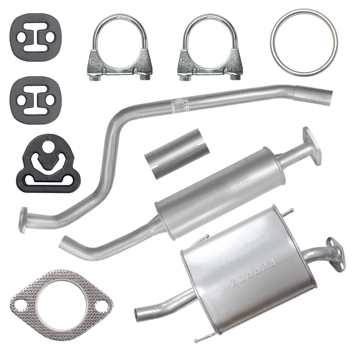 Ferroz Auspuffanlage Schalldämpferset für Nissan Almera Tino 1.8i (08.2000-02.2006) Fließheck Schrägheck, Rear, 2 Count von Ferroz