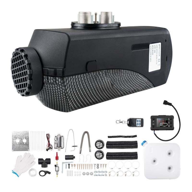 Fesuda 5KW Standheizung Diesel 12V Diesel Lufterhitzer Tragbar Luft Dieselheizung Diesel Ruhig Air Diesel Heizung w/Schalldämpfer Fernbedienung LCD-Display for Auto Boot Zeltheizung Schwarz Texturiert von Fesuda