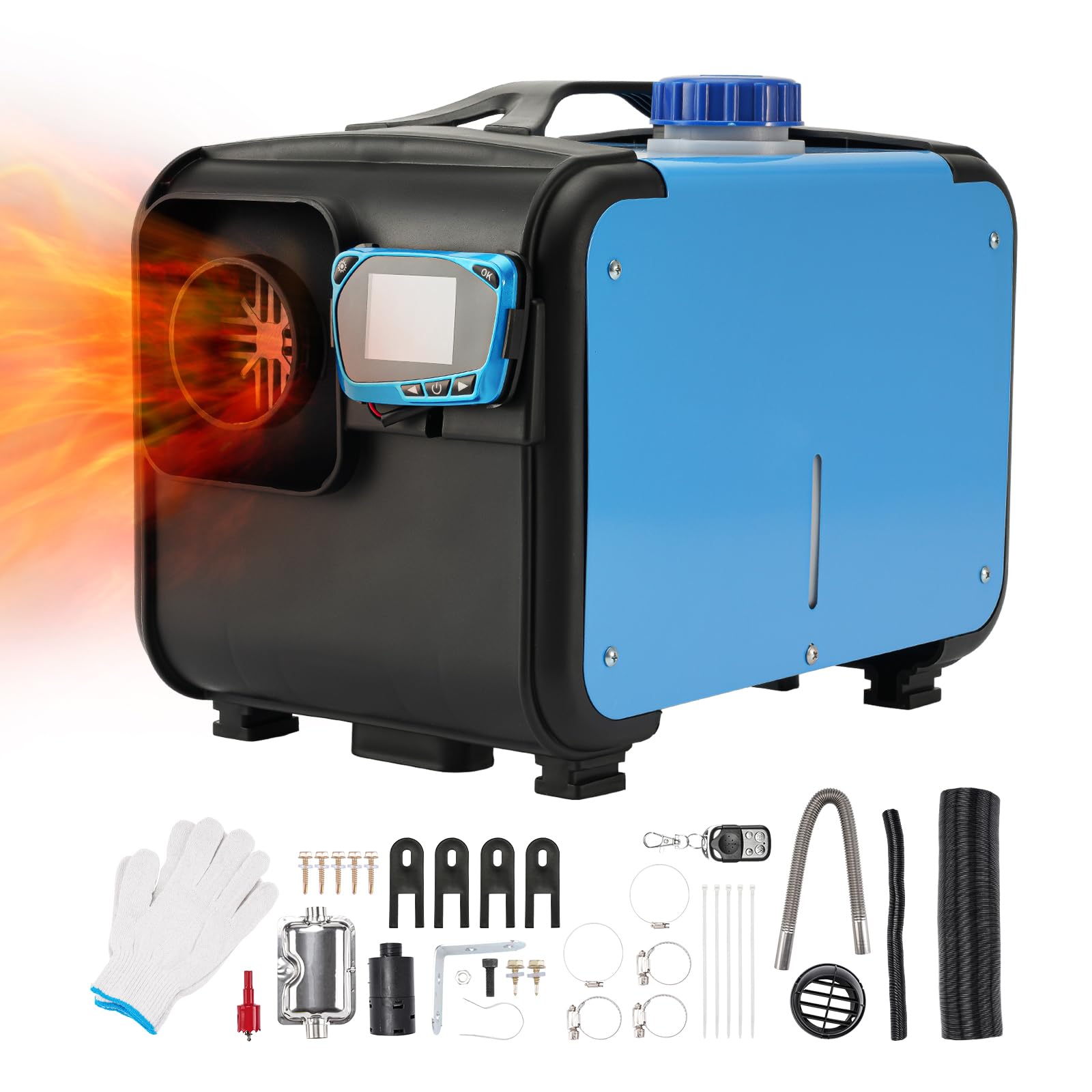 Fesuda 5KW Standheizung Diesel 12V Lufterhitzer Tragbar Luft Dieselheizung Diesel Ruhig Air Diesel Heizung w/Schalldämpfer All-in-one Eine Löcher w/Fernbedienung LCD-Display Blau Toolbox-Stil 02 von Fesuda