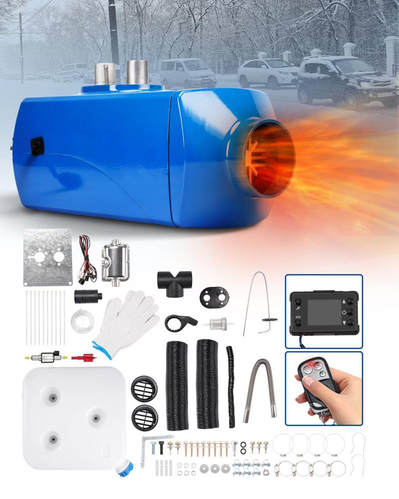 Fesuda 8KW Standheizung Diesel 12V Diesel Lufterhitzer Tragbar Luft Dieselheizung Diesel Ruhig Air Diesel Heizung w/Schalldämpfer Fernbedienung LCD-Display for Auto Boot Zeltheizung Blau von Fesuda