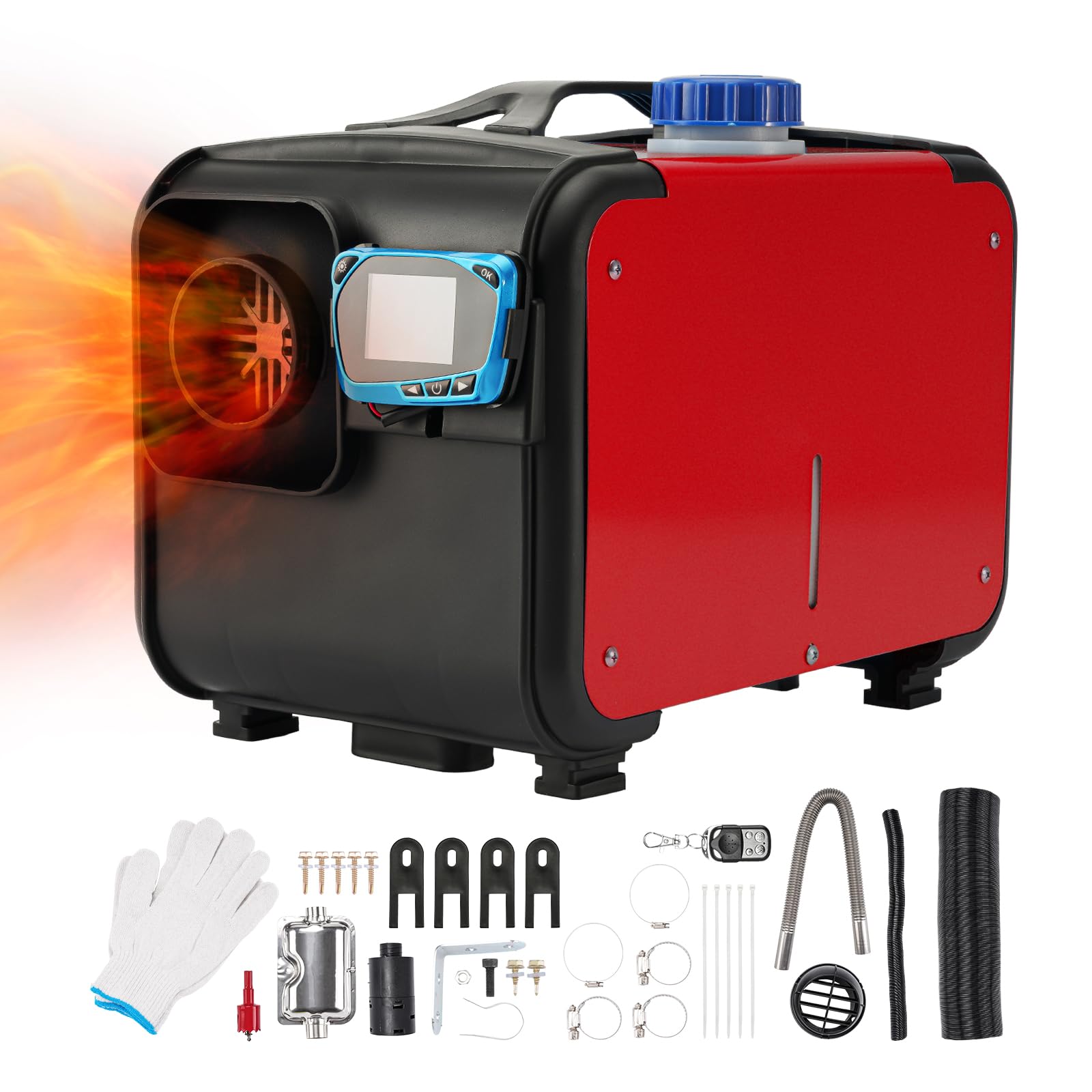 Fesuda 8KW Standheizung Diesel 12V Lufterhitzer Tragbar Luft Dieselheizung Diesel Ruhig Air Diesel Heizung w/Schalldämpfer All-in-one Eine Löcher w/Fernbedienung LCD-Display Rot Toolbox-Stil 02 von Fesuda