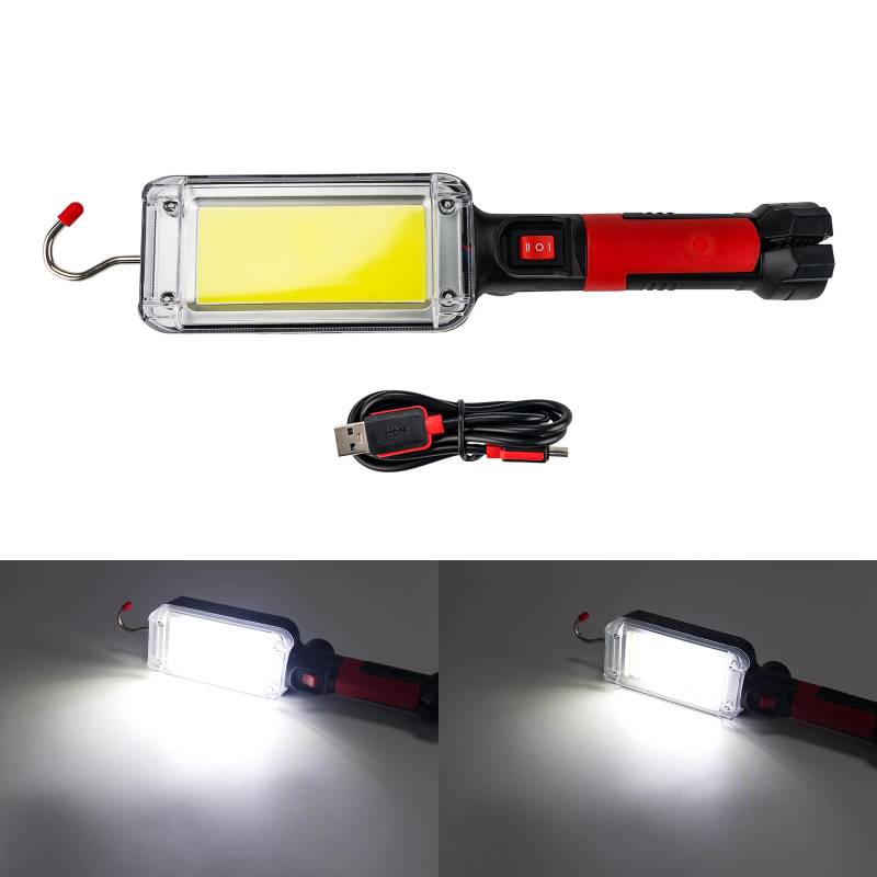 Fesuda LED Akku ABS Arbeitsleuchte 500 A/Aufladbare Stableuchte mit USB Ladekabel IP42 Wasserdichte für Reparatur, Stromausfällen, Camping von Fesuda