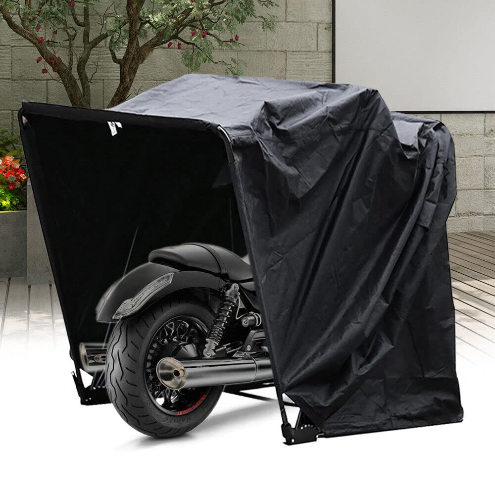 Motorrad Zelt Motorrad Garage Faltgarage Quad Garage Heavy Duty Motorradabdeckung 600D Polyester Oxford Gewebe Schutzplane mit Tasche von Fetcoi