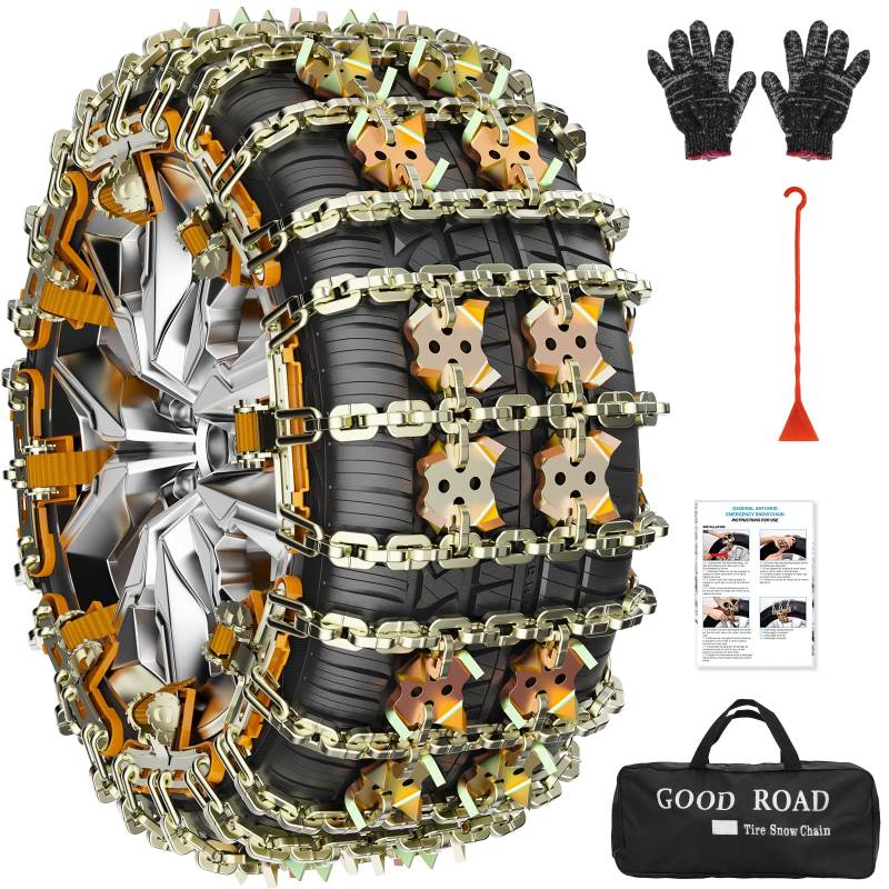 FethFire 8 Stück Universal Schneeketten Auto, Snow Chains für SUV PKW,Neue Tigerkralle Reifen Kette mit Reifenbreite 165-285 m von FethFire