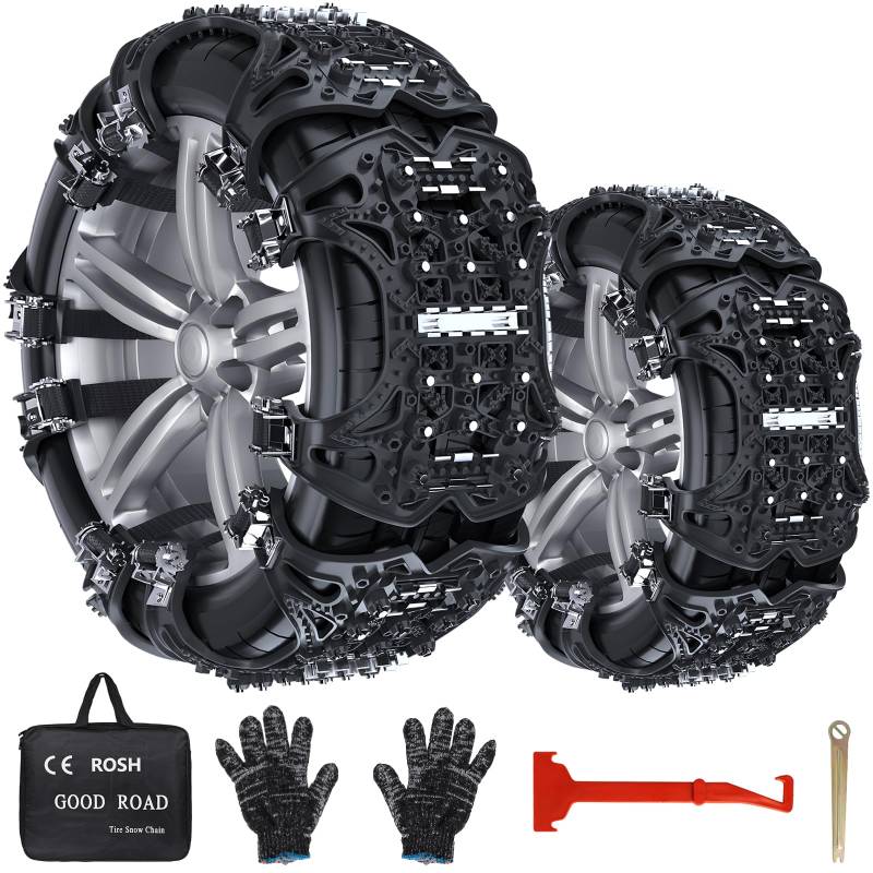 FethFire Schneeketten Universal,6 Stück Snow Chains für Auto SUV PKW mit Reifenbreite 165-285 mm von FethFire