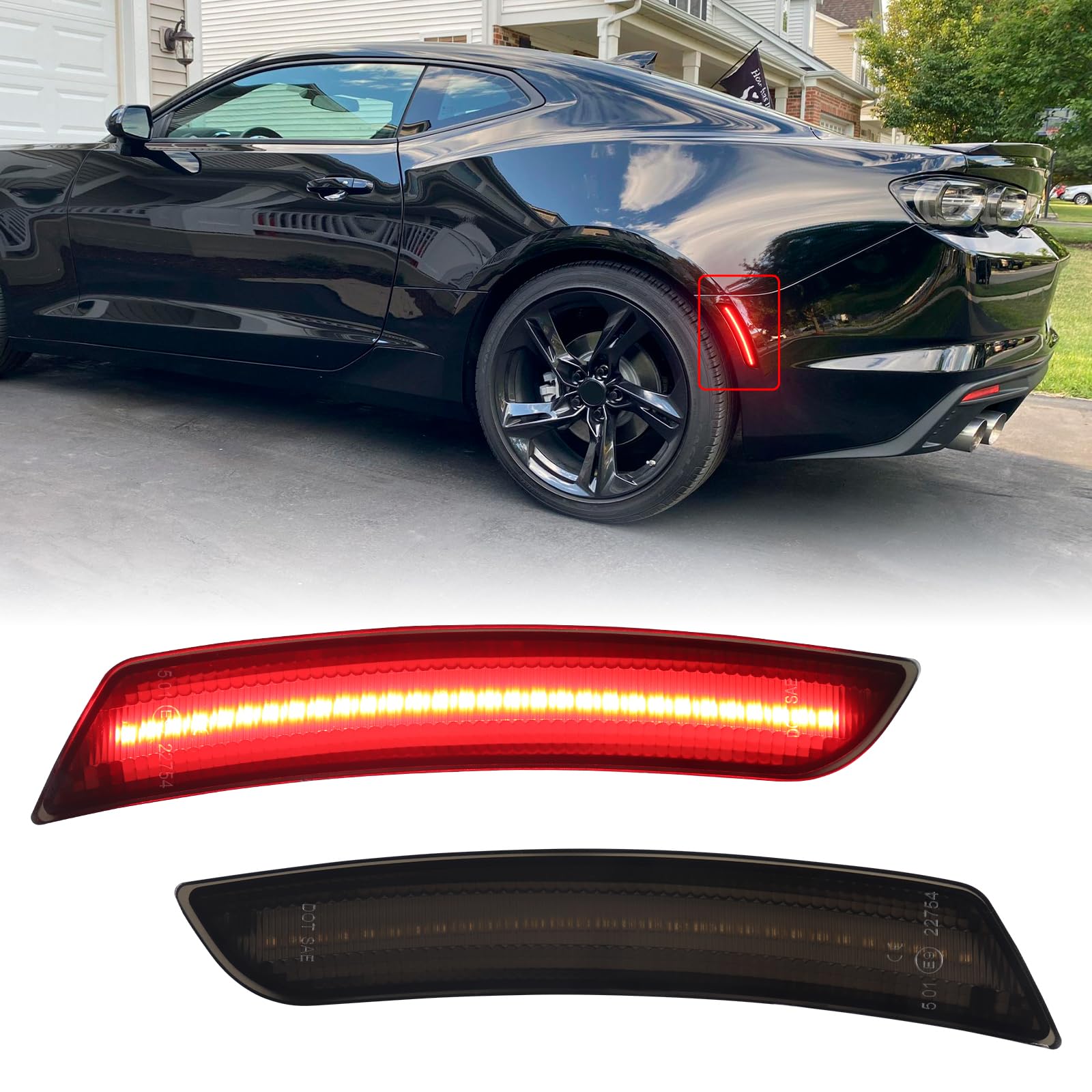 FetonAuto Seitenblinker Rot Ultra Bright Car Side Lights Kompatibel mit Chevy Camaro 2016 2017 2018 2019 2020 2021 2022 2023, hinten rot LED Seitenmarkierungsleuchte, 2 piese … von FetonAuto