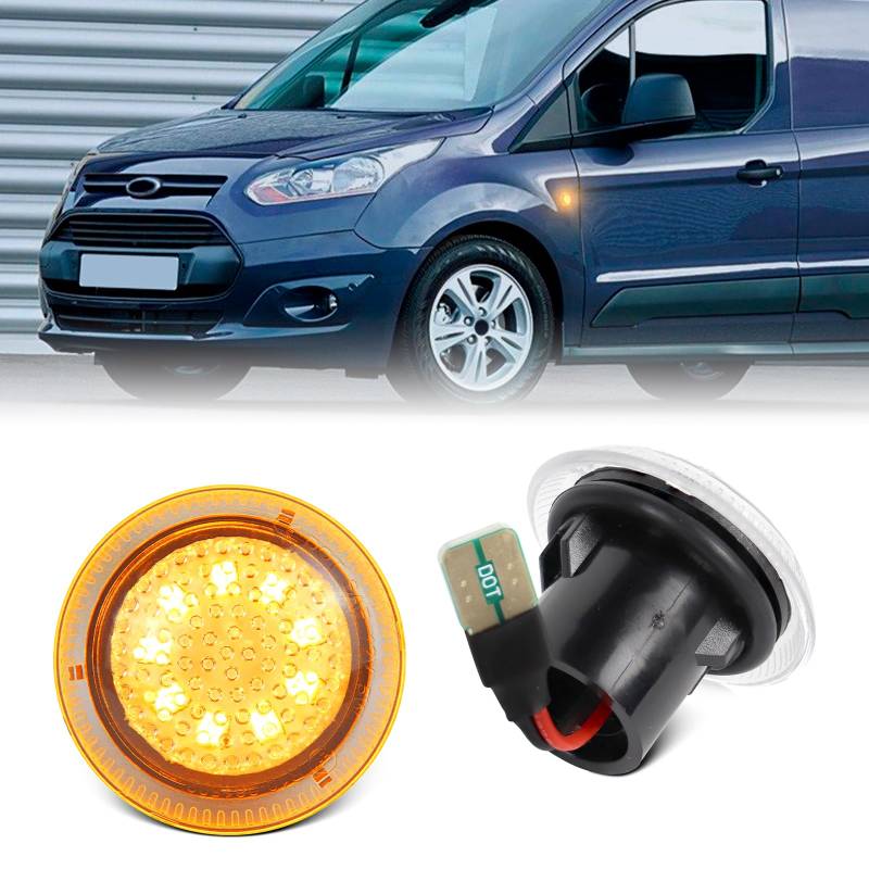 For 2010-2021 Transit Connect LED Side Marker Lights, Clear Lens Front Fender Amber Repeater Turn Signal Replace OEM 9T1Z13K376 von FetonAuto