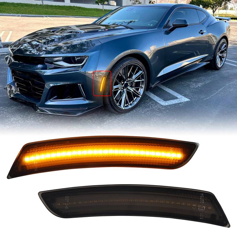 FetonAuto Seitenblinker Gelb Ultra Bright Car Side Lights Kompatibel mit Chevy Camaro 2016 2017 2018 2019 2020 2021 2022 2023, Front Amber LED Side Marker Light, 2 piese … von FetonAuto