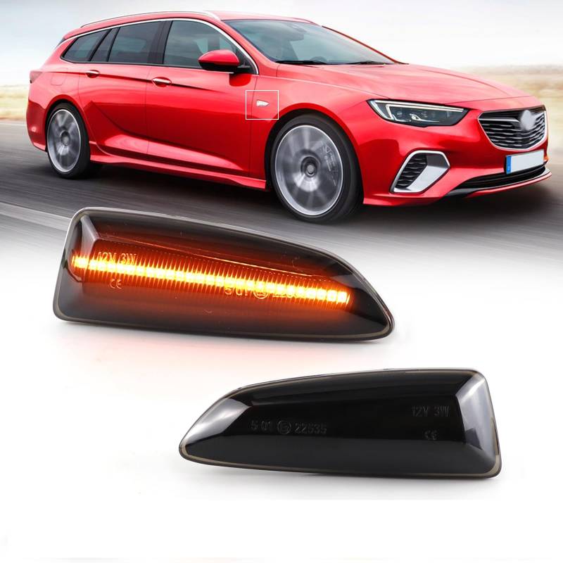 Smoked Lens Amber LED Side Marker Lights for Opel Astra Crossland Grandland Insignia Zafira Buick Regal Front Fender Indicator Blinker Lamps von FetonAuto