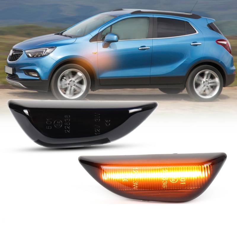 Smoked Lens Amber LED Side Marker Lights for Opel Mokka, Front Fender Indicator Blinker Lamps, Replace OEM 95434685 von FetonAuto