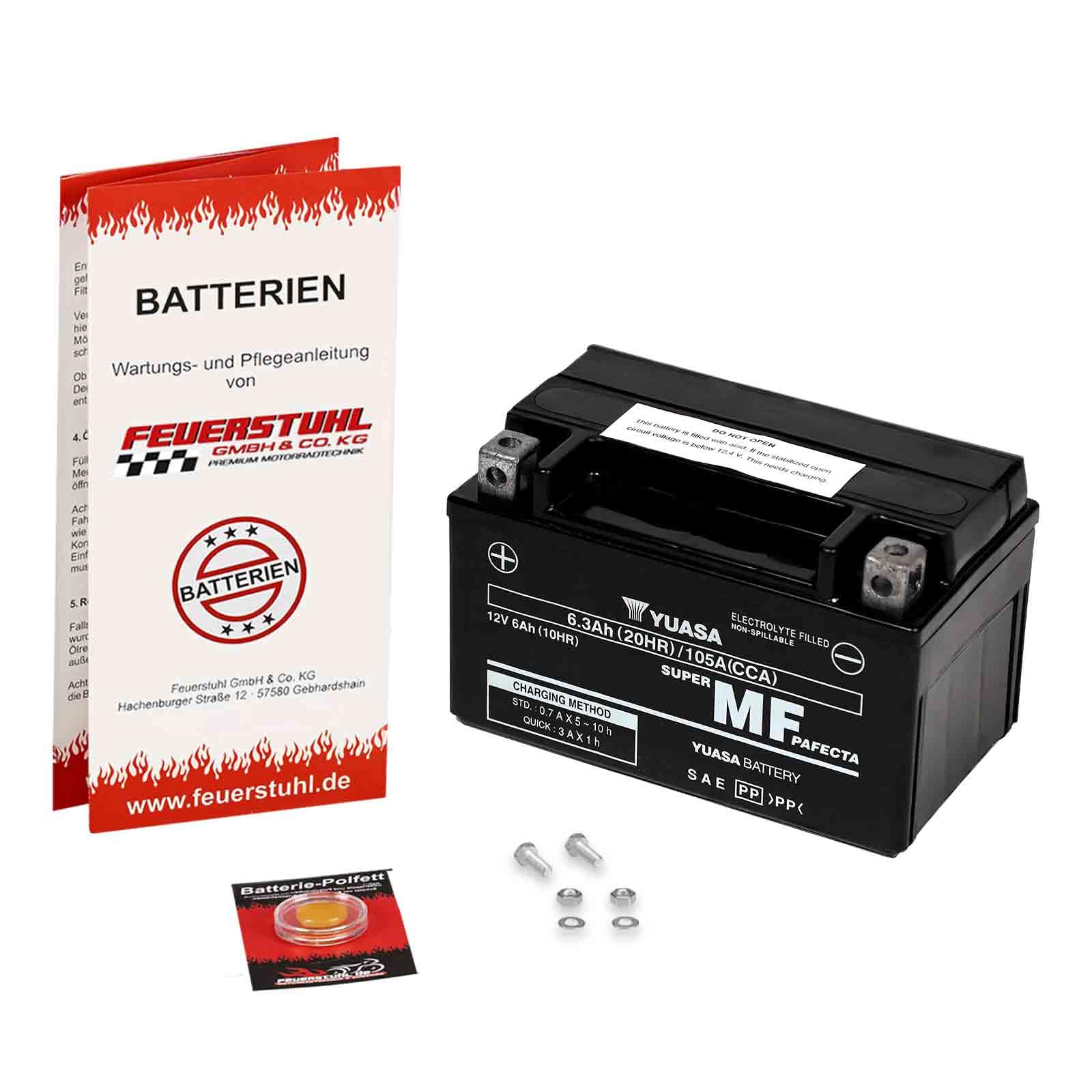 Batterie für AGM Firejet 125, 2011-2016, YUASA, wartungsfrei, einbaufertig (inkl. 7,50€ Pfand) Erstausrüsterqualität von Feuerstuhl GmbH & Co. KG