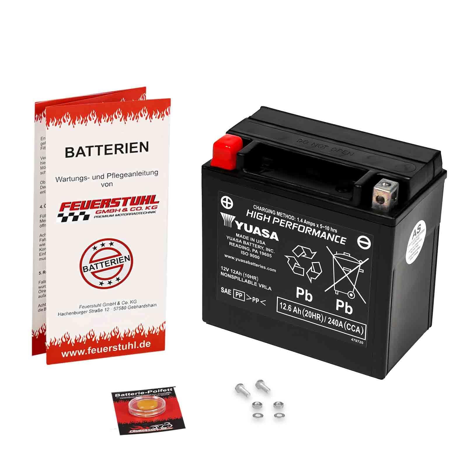 Batterie für Aprilia RSV 1000, 1998-2000, YUASA, wartungsfrei, einbaufertig (inkl. 7,50€ Pfand) 12Ah|240A, Erstausrüsterqualität von Feuerstuhl GmbH & Co. KG