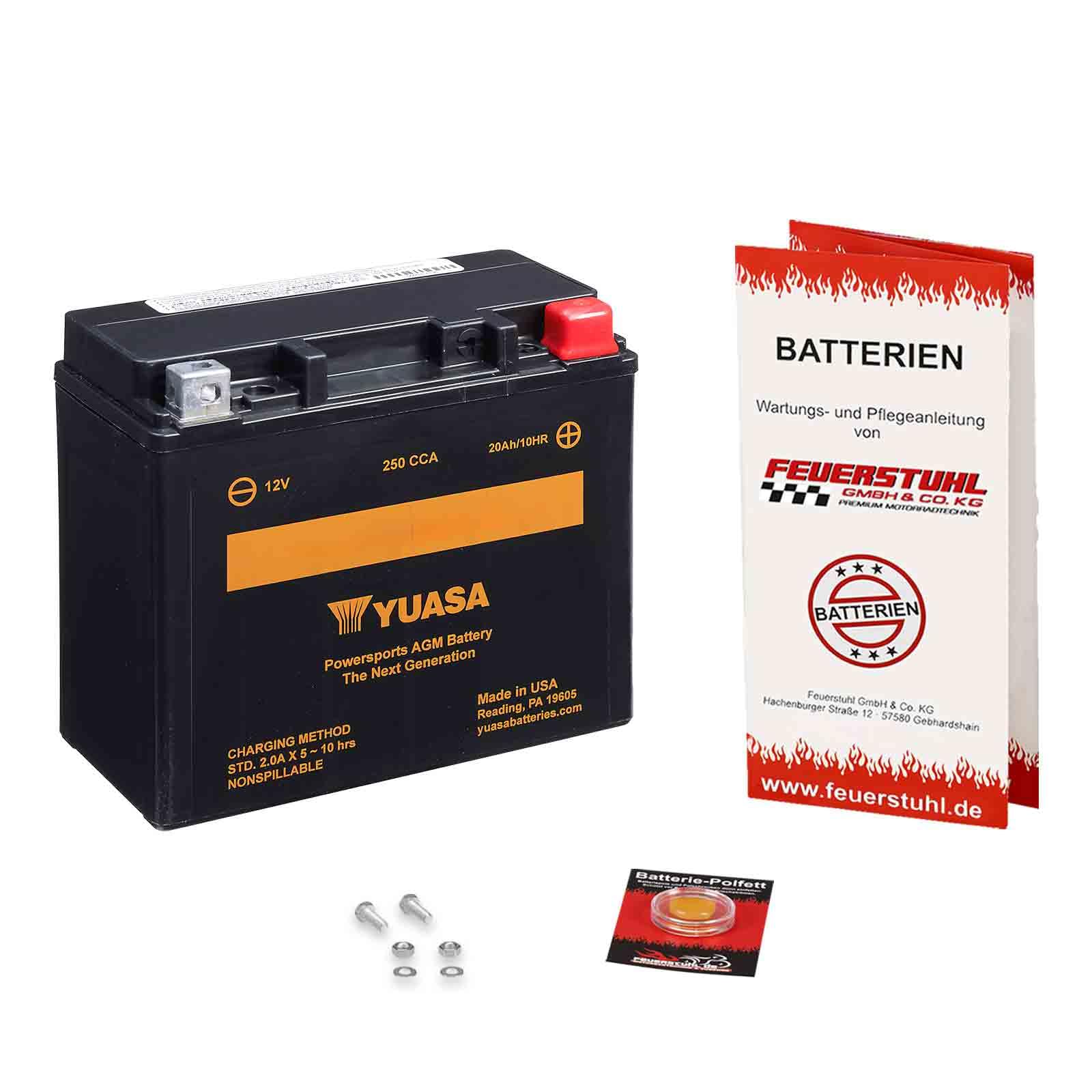 Batterie für Buell M2 Cyclone, 1997-2002, YUASA, wartungsfrei, einbaufertig (inkl. 7,50€ Pfand) 20Ah|250A, Erstausrüsterqualität von Feuerstuhl GmbH & Co. KG