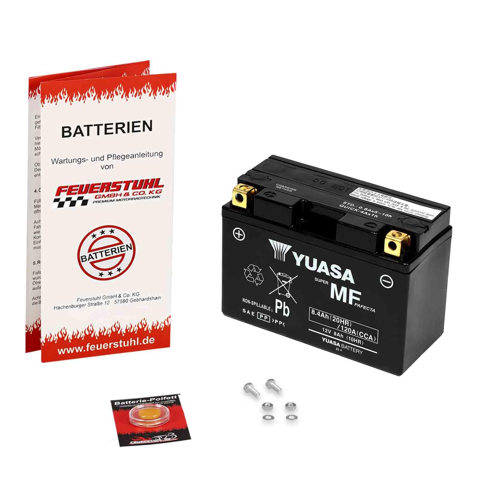 Batterie für Yamaha Majesty 400, 2007-2013 (SH05) YUASA, wartungsfrei, einbaufertig (inkl. 7,50€ Pfand) Erstausrüsterqualität von Feuerstuhl GmbH & Co. KG