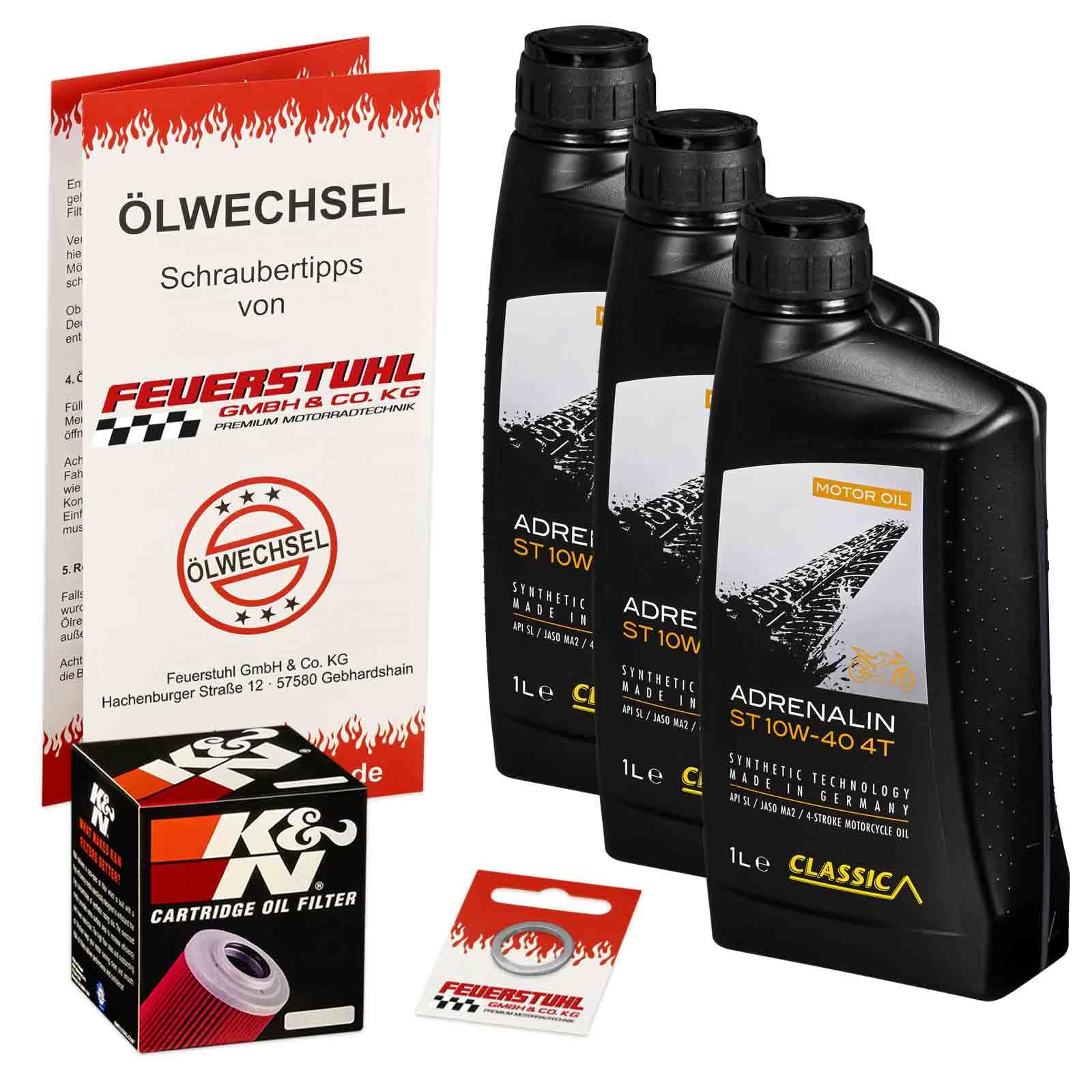 Öl & Ölfilter für Honda CBF 1000, 2006-2011 (SC58) / Ölwechsel Set/Classic 10W-40 Motoröl + K&N RACING Filter + Dichtring(e) von Feuerstuhl GmbH & Co. KG
