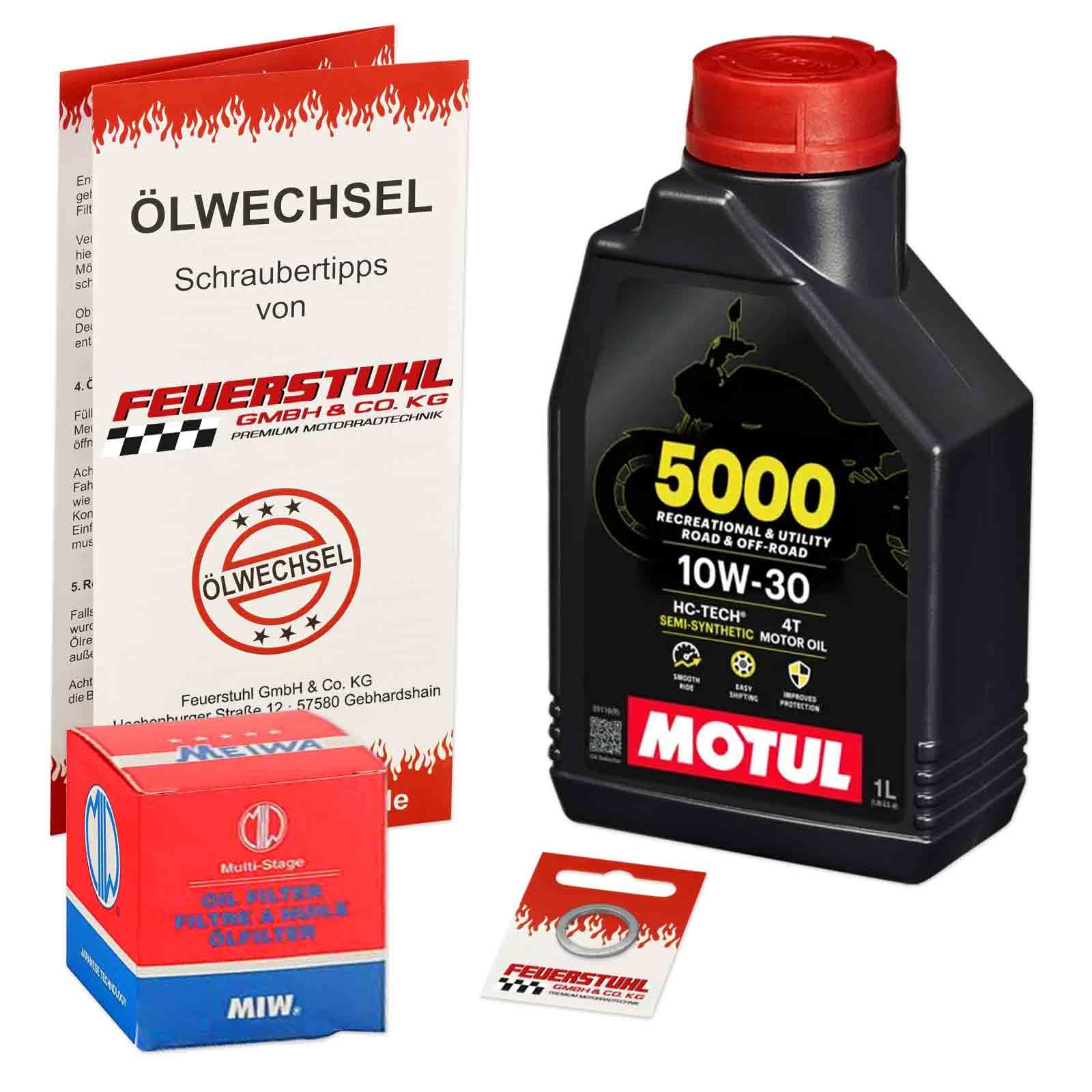 Öl & Ölfilter für Honda CBF 125, 2009-2015 (JC40) / Ölwechsel Set/Motul 10W-30 Motoröl + MiW Filter + Dichtring(e) von Feuerstuhl GmbH & Co. KG
