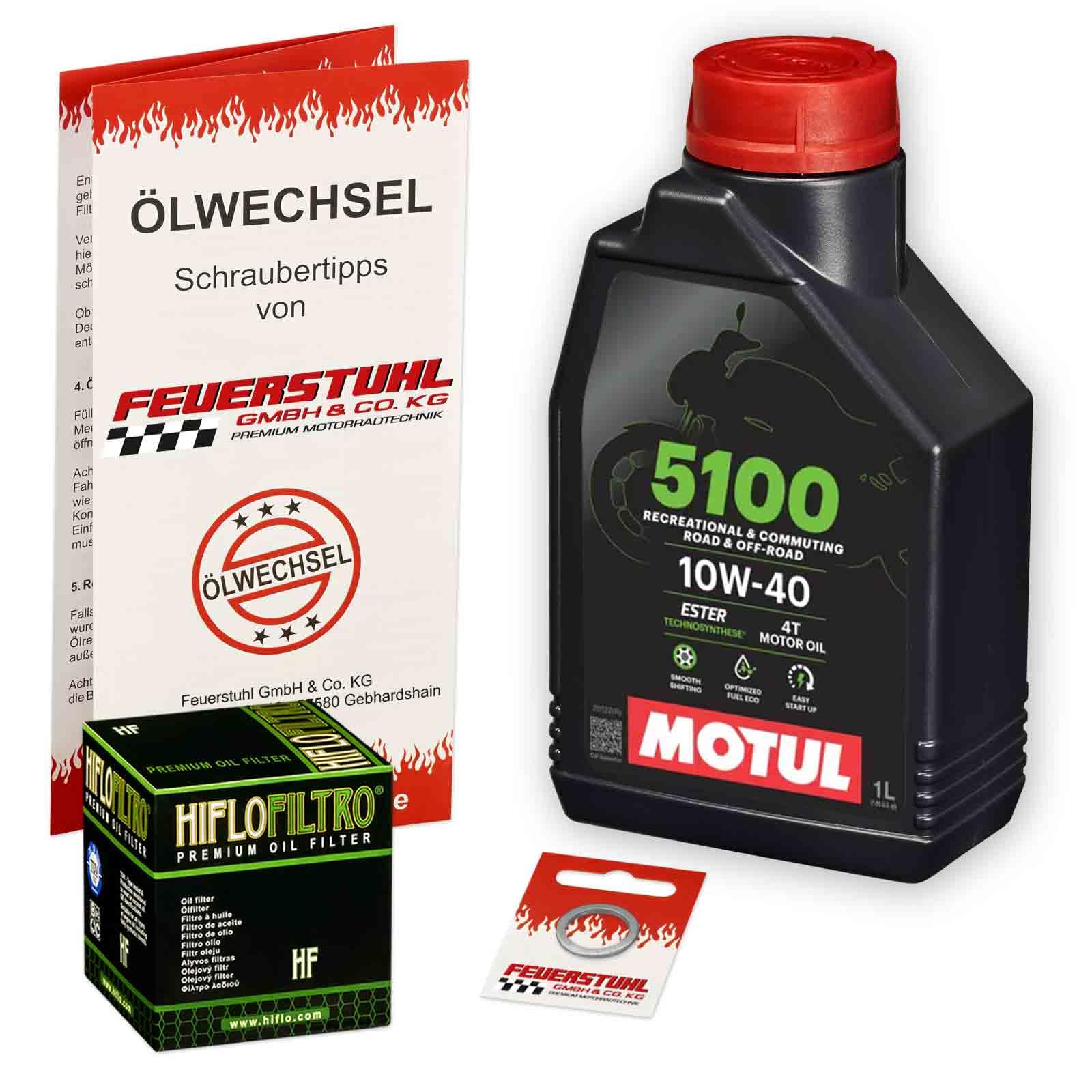 Öl & Ölfilter für Honda CBF 125, 2009-2015 (JC40) / Ölwechsel Set/Motul 10W-40 ESTER Motoröl + HiFlo Filter + Dichtring(e) von Feuerstuhl GmbH & Co. KG