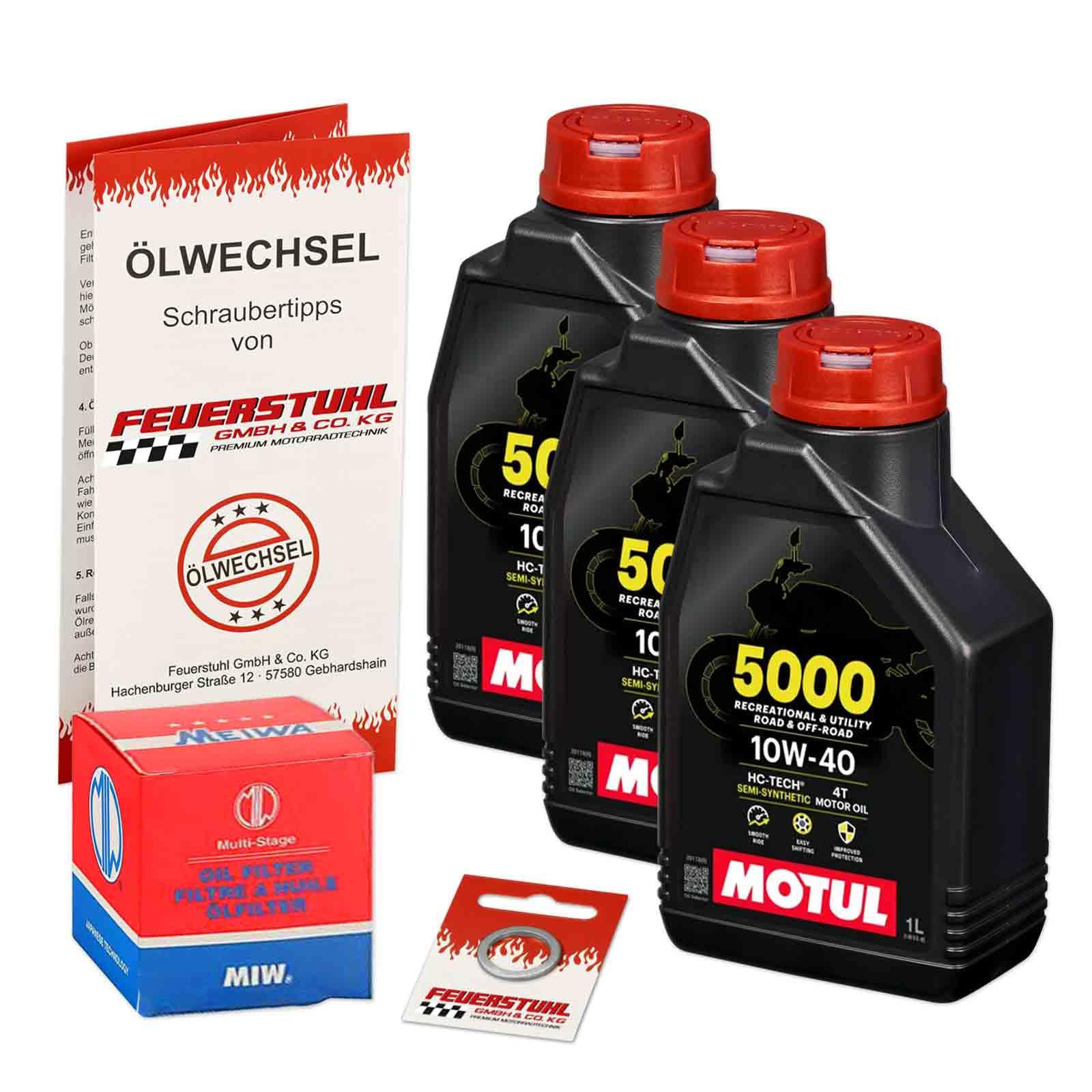 Öl & Ölfilter für Honda CBF 600, 2008-2013 (PC43) / Ölwechsel Set/Motul 10W-40 Motoröl + MiW Filter + Dichtring(e) von Feuerstuhl GmbH & Co. KG