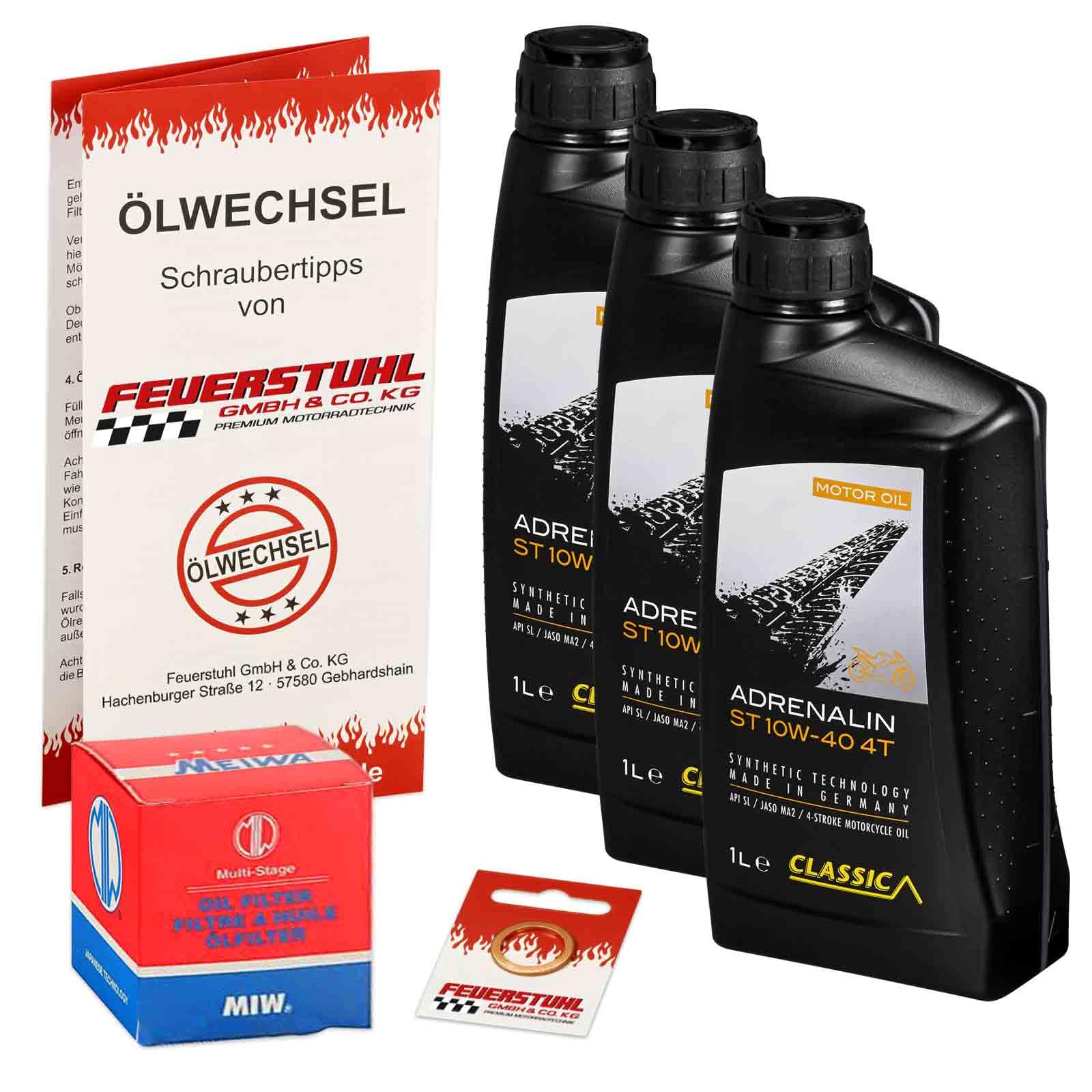 Öl & Ölfilter für Honda CBX 550 F, 1982-1985 (PC04) / Ölwechsel Set/Classic 10W-40 Motoröl + MiW Filter + Dichtring(e) von Feuerstuhl GmbH & Co. KG