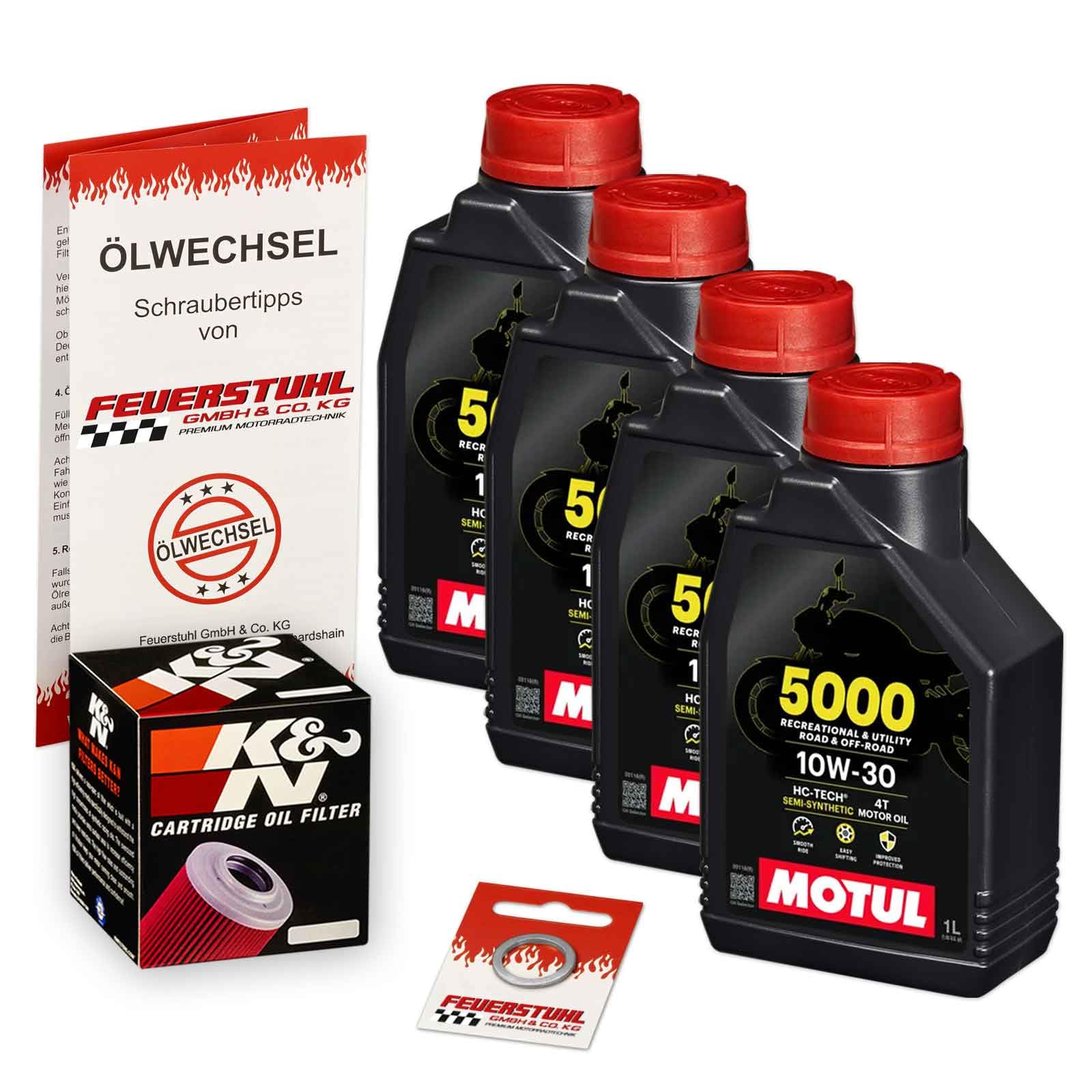 Öl & Ölfilter für Honda CMX 1100 Rebel, 2021-2023 (SC83), Ölwechsel Set 10W-30 Motoröl + K&N RACING Filter + Dichtring(e) von Feuerstuhl GmbH & Co. KG